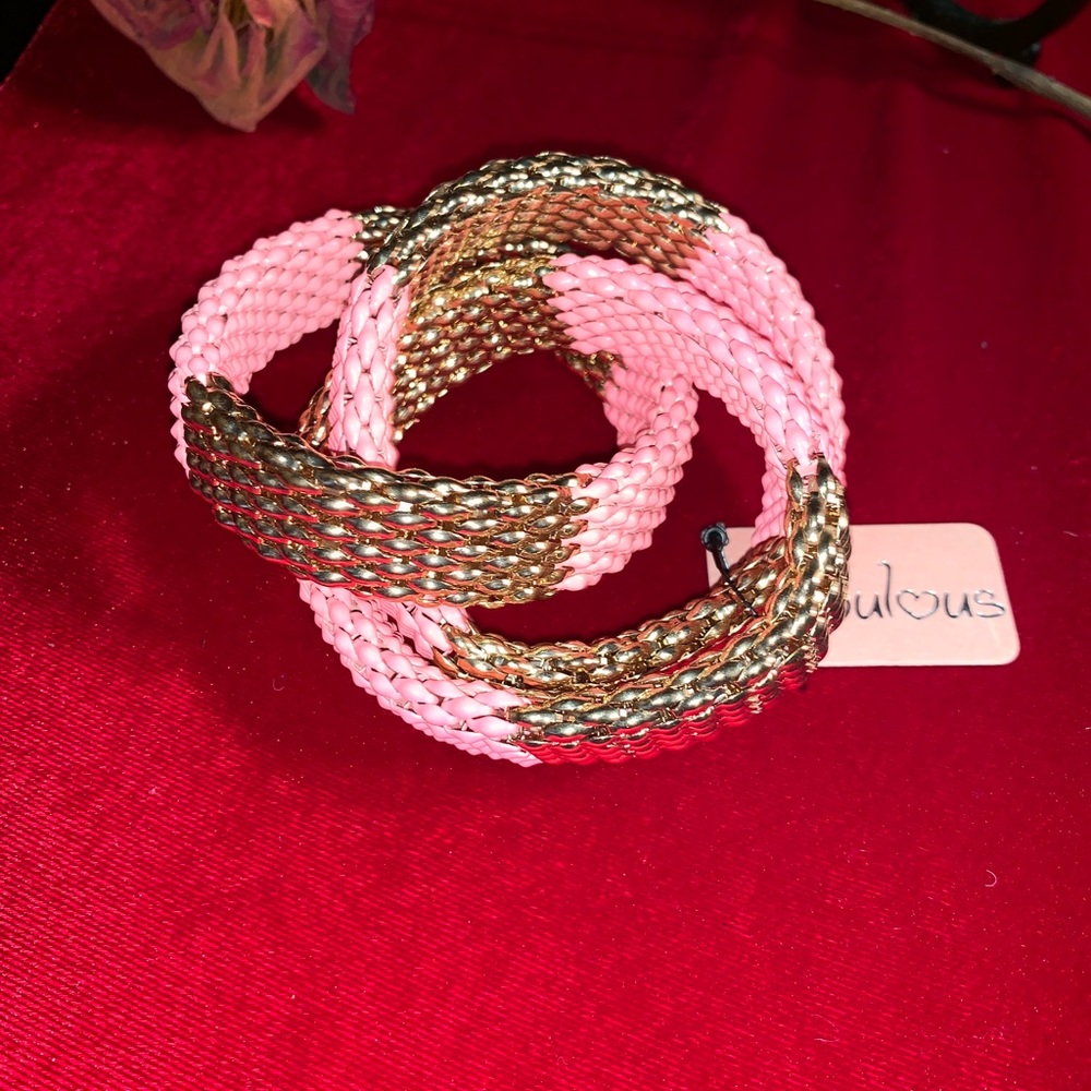 Set of 3 Expandable Peach/Gold Colored Bracelets